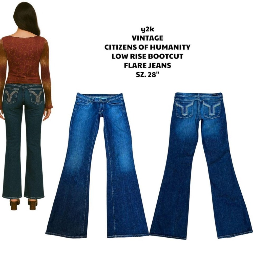 2000'S Vintage Citizens of Humanity Low‎ rise Boot cut Flare Jeans sz. 28"